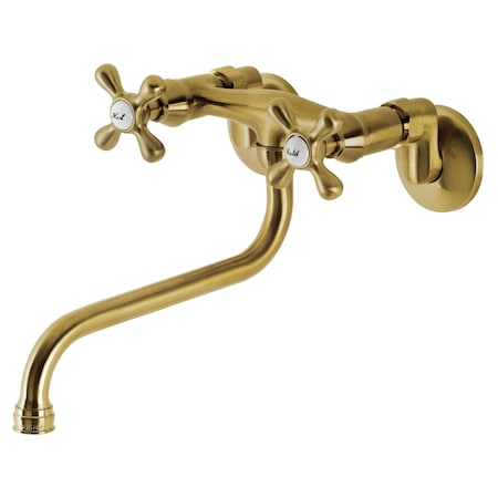 Kingston Brass KS215SB Kingston Two Handle Wall Mount Bathroom Faucet, Brushed Brass KS215SB